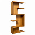 **Modern Wooden Shelf Design with Asymmetrical Open Storage**