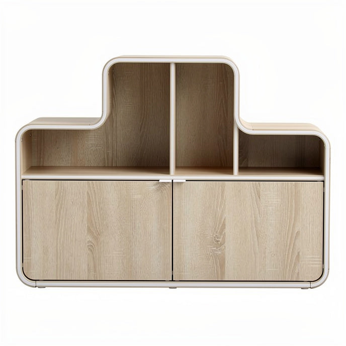 **Modern Minimalist Wooden Storage Unit with Curved Design**