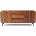**Modern Wooden Sideboard with Ribbed Design and Black Legs**