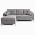 **Modern Grey L-Shaped Sofa with Storage and Cushions**